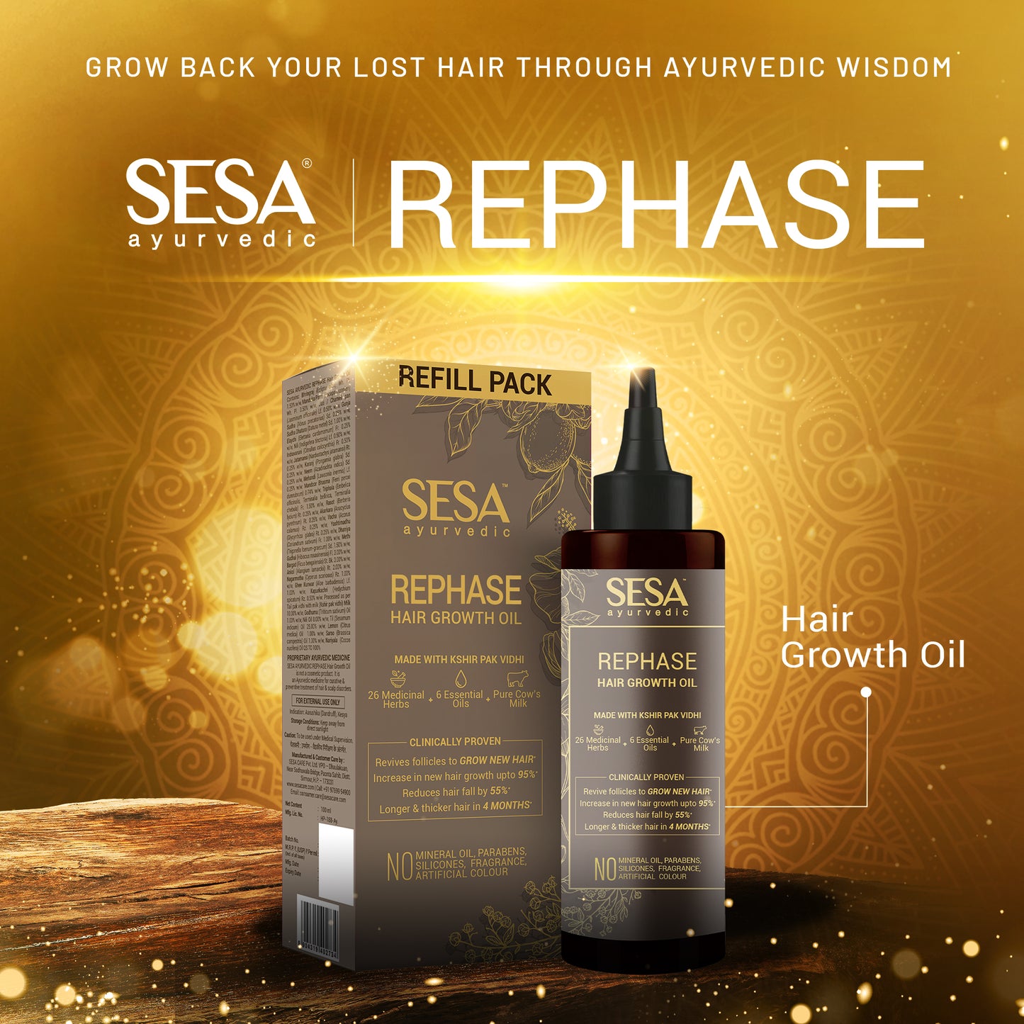 Ayurvedic Rephase - 2 Step Hair Growth Kit (Clinically Proven*)